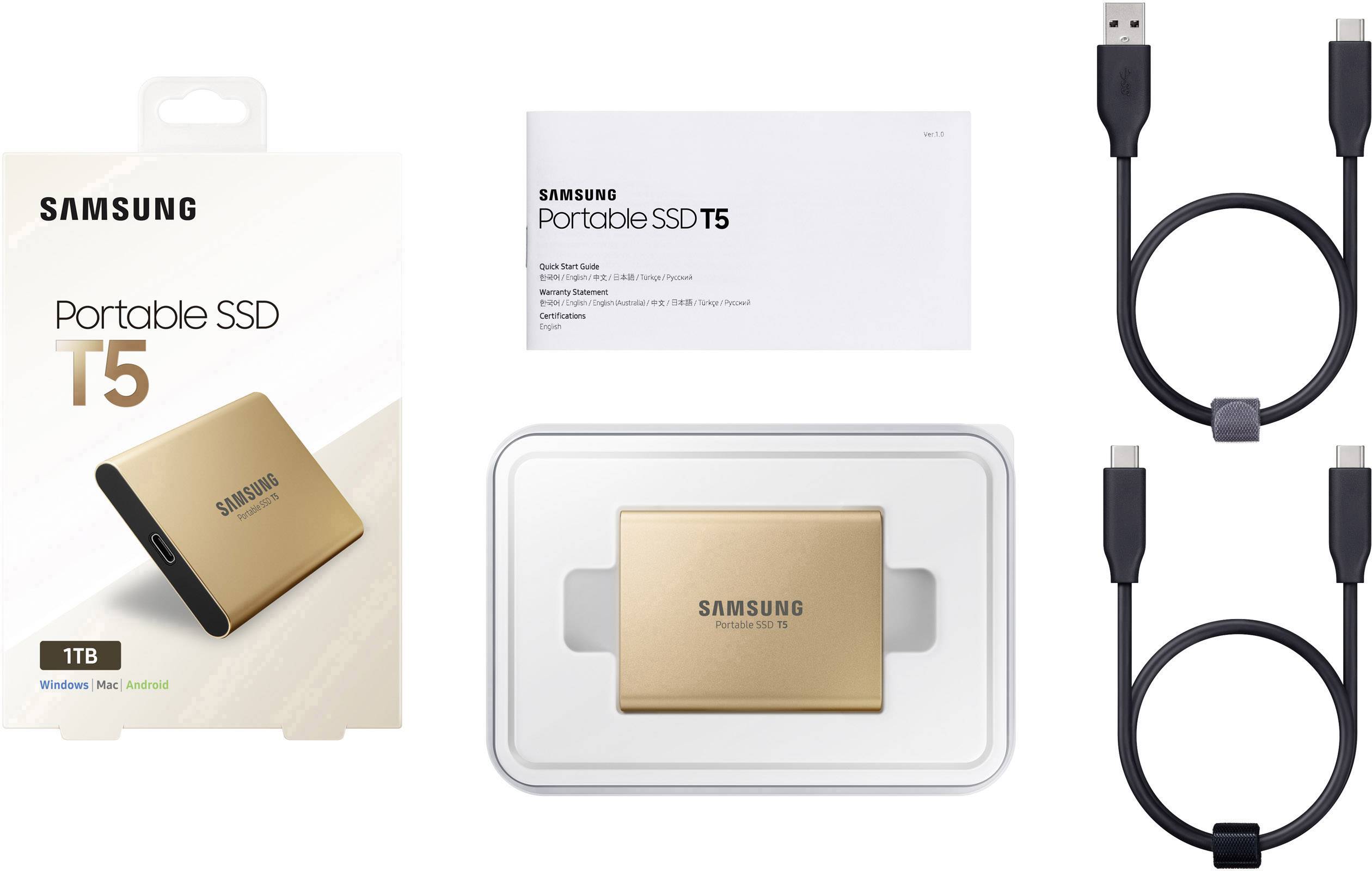 Samsung Portable T5 1 TB Externe SSD USB-C® (USB 3.2 Gen 2) Roségold MU-PA1T0G/EU-2