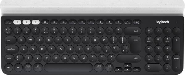 Logitech K780 Bluetooth® Tastatur Schweiz, QWERTZ Grau, Weiß Multipair-Funktion, Hotkey Funktion, Geräuscharme Tasten, mit numerischer Tastatur