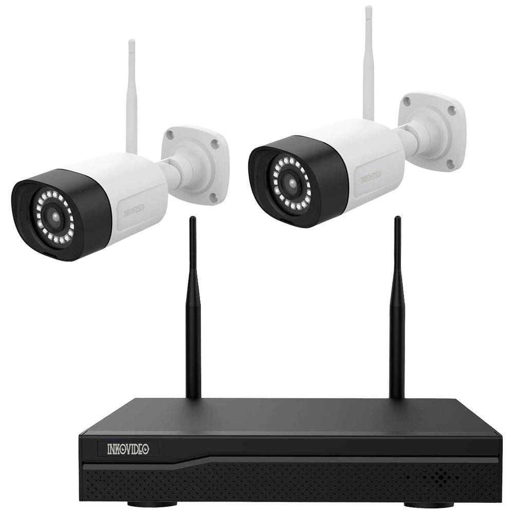 WiFi IP-Bewakingscamera-set 4-kanaals Met 2 cameras 1920 x 1080 pix Inkovideo INKO-22M