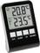 Ein digitales Thermometer zeigt 'IN' 20,8°C und 'OUT' 23,5°C an. Es gibt Tasten für C°/F°, CLEAR, CH, und MAX/MIN.