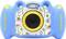 Eine blaue Kinderkamera mit zwei gelben Tasten. In der Mitte befindet sich ein Objektiv mit der Aufschrift '2.0 Megapixel, 5x Digital Zoom'.