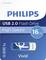 Philips USB 2.0 Flash Drive in Verpackung, Kapazität 16 GB, betont hohe Geschwindigkeit. Abbildung des Sticks auf blauem Hintergrund.