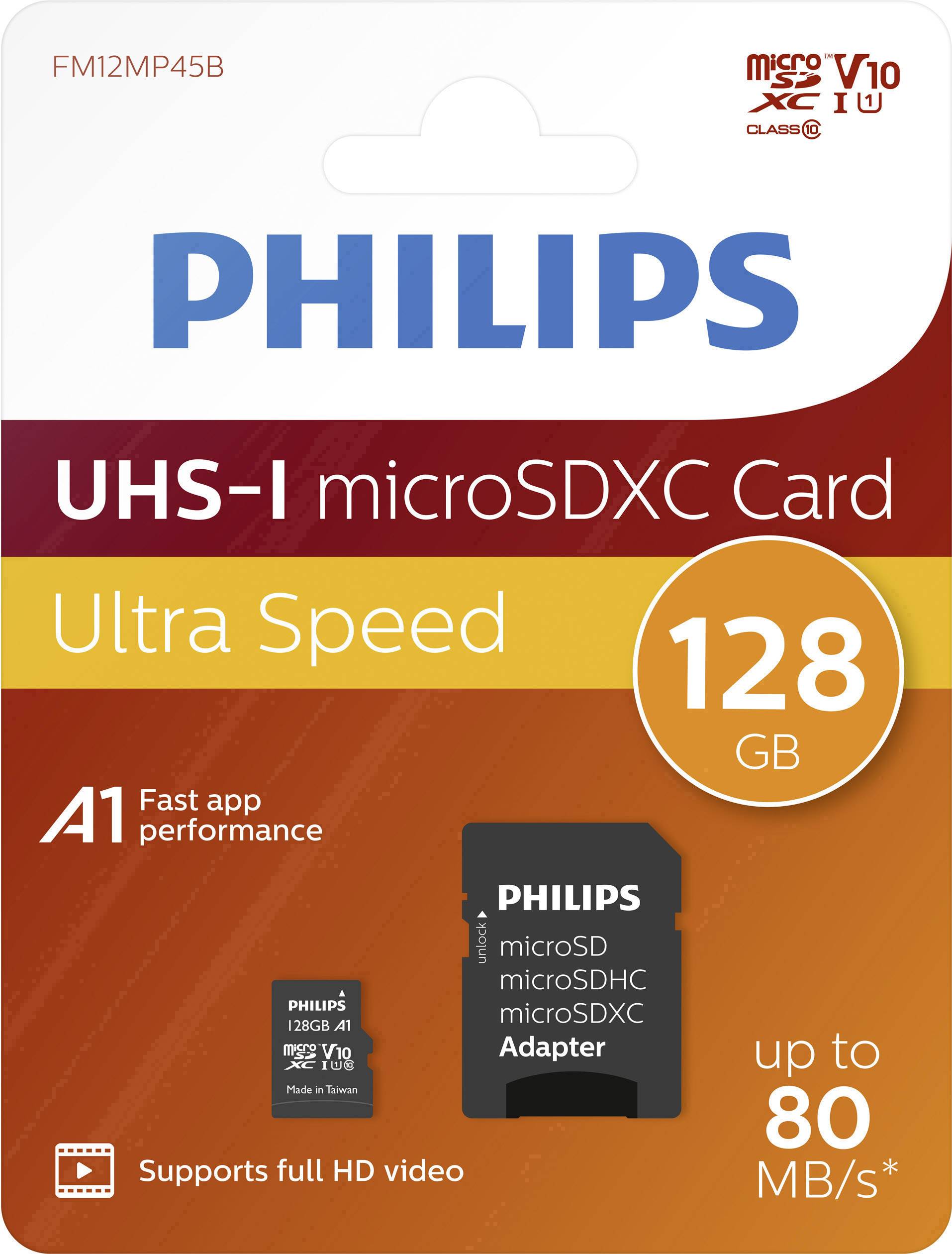 Philips SD Micro SDHC Card 128GB Card Class 10 incl. Adapter-1