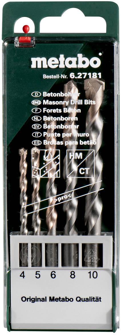 Metabo 627181000 Beton-Spiralbohrer-Set 5teilig 4 mm, 5 mm, 6 mm, 8 mm, 10 mm 5 St.