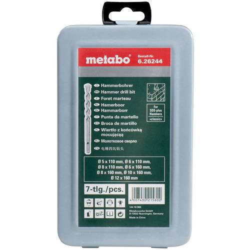 Metabo 626244000 Beton-Spiralbohrer-Set 7teilig 5 mm, 6 mm, 6 mm, 8 mm, 8 mm, 10 mm, 12 mm 7 St.