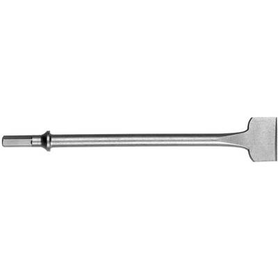 Flachmeißel aus Metall mit sechseckigem Schaft und breitem flachen Ende, für Abbrucharbeiten oder Materialbearbeitung geeignet.