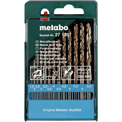 Metabo 627120000 Metall-Spiralbohrer-Set 13teilig 1.5 mm, 2 mm, 2.5 mm, 3 mm, 3.2 mm, 3.5 mm, 4 mm, 4.5 mm, 4.8 mm, 5 mm...
