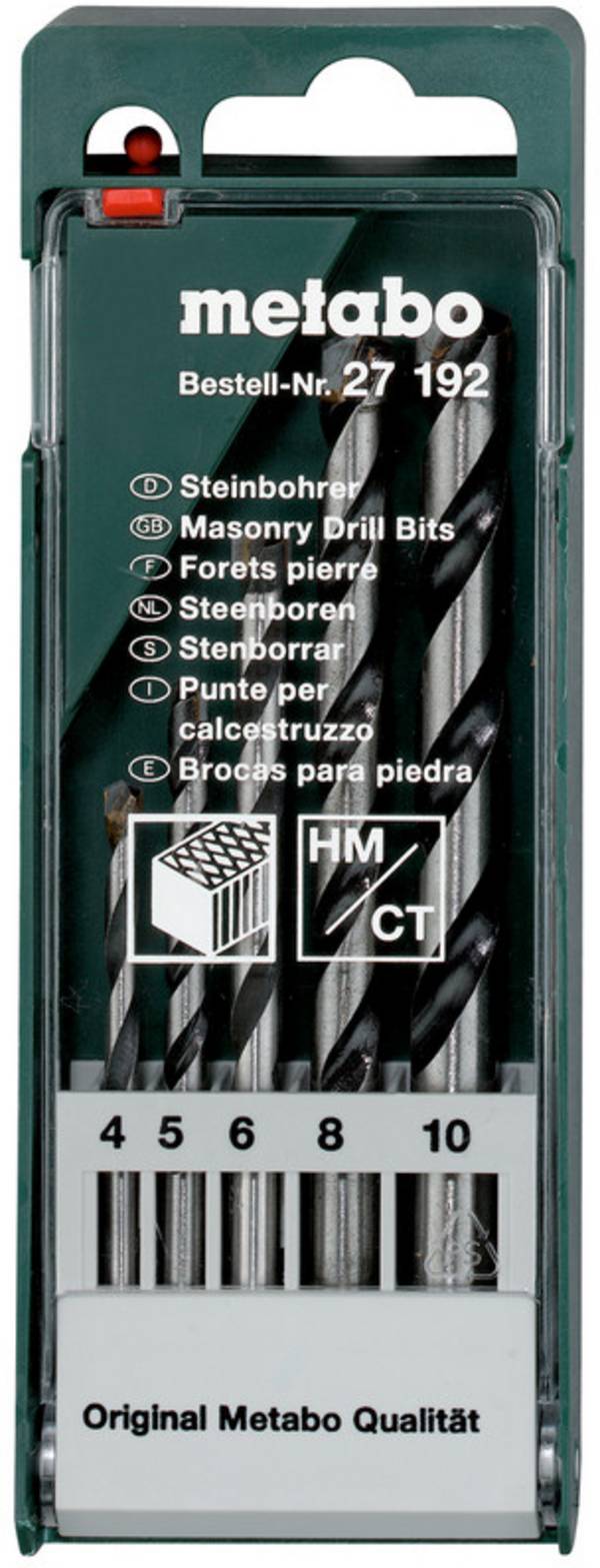 Metabo 627192000 Stein-Spiralbohrer-Set 5teilig 4 mm, 8 mm, 10 mm Zylinderschaft 1 St.