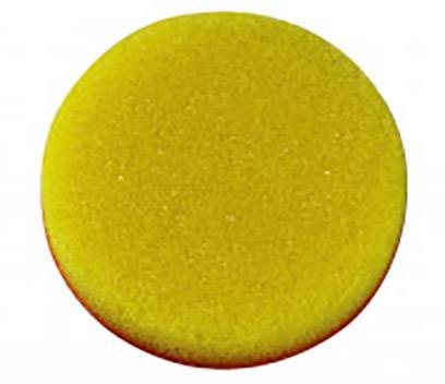 Ein runder, gelber Schwamm für die Auto- oder Haushaltsreinigung.