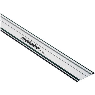 Metallschiene mit 'metabo FS 160' Schriftzug, vermutlich eine Führungsschiene für Werkzeuge, vor weißem Hintergrund.