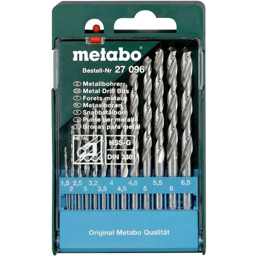 Metabo 627096000 Metall-Spiralbohrer-Set 13teilig 1.5 mm, 2 mm, 2.5 mm, 3 mm, 3.2 mm, 3.5 mm, 4 mm, 4.5 mm, 4.8 mm, 5 mm...