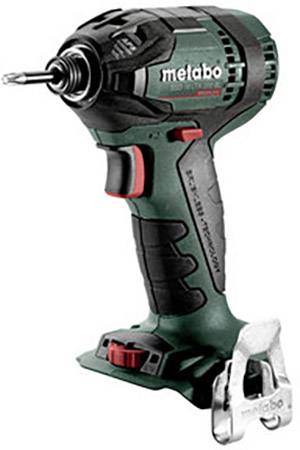 Akkuschrauber der Marke Metabo; kompakt mit grün-schwarzem Gehäuse und eingebautem Metallclip für Gürtel.