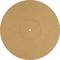 Runde, braune Korkunterlage mit einem kleinen Loch in der Mitte, geeignet als Schallplattenuntersetzer oder Dekoration.