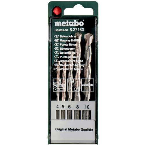 Metabo 627180000 Beton-Spiralbohrer-Set 5teilig 4 mm, 5 mm, 6 mm, 8 mm, 10 mm SDS-Plus 5 St.