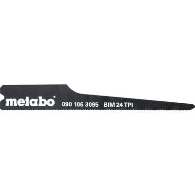 Schwarzes Metabo-Sägeblatt für Hubsägen mit den Aufdrucken „metabo", „090 106 3095" und „BIM 24 TPI".