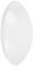 Ein ovales, weißes Objekt mit glatter Oberfläche, möglicherweise eine flache Skulptur oder ein funktionales Dekorelement.