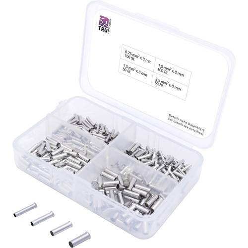 Thumbnail - TRU COMPONENTS T1903C022 Aderendhülsen-Sortiment 0.75 mm², 1 mm², 1.5 mm², 2.5 mm² Unisoliert Silber 300 St.