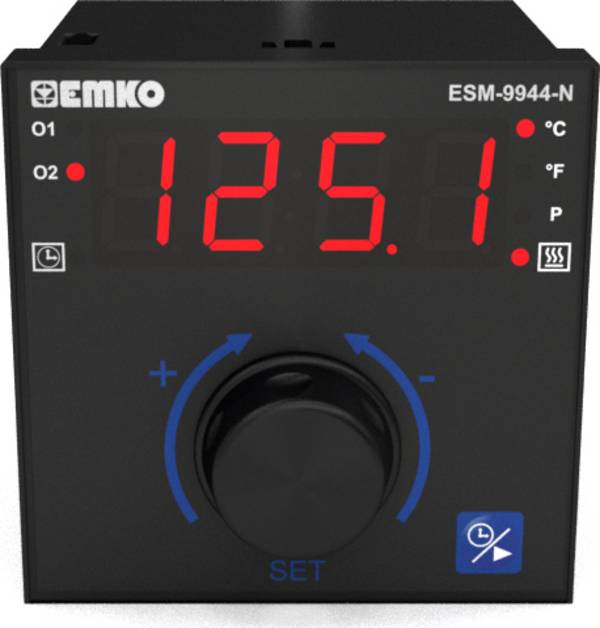 Emko ESM-9944-N 2-Punkt, P, PI, PD, PID Temperaturregler Pt100, J, K, R, S -200 bis 1700 °C Relais 7 A, Relais 5 A (L x B x H) 96 x 96 x 96 mm