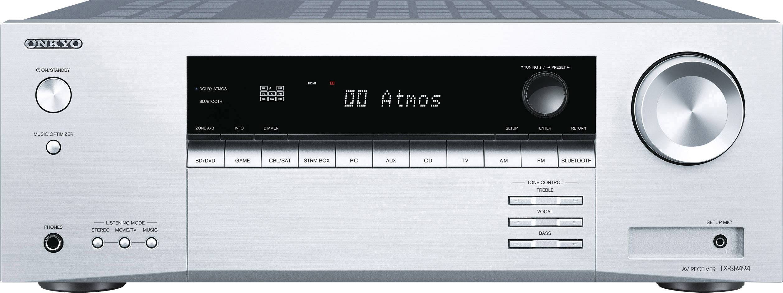 TX-SR494 7.2 AV-Receiver 7x160 W Silber 4K UltraHD, Bluetooth®, Dolby Atmos®