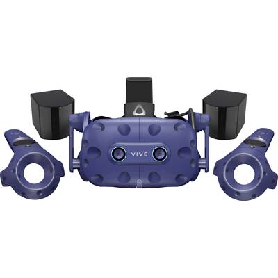 HTC VIVE PRO EYE Virtual Reality Brille Blau  inkl. Controller, mit integriertem Soundsystem