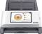 Ein Scanner mit einem Bildschirm zeigt die Optionen 'Scan Mode', 'Color Mode', 'Format' und 'Quality'.