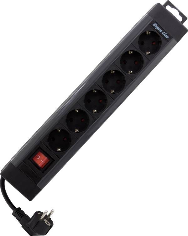 REV 0014612513 Steckdosenleiste mit Schalter 6fach Schwarz Schutzkontakt 1 St.
