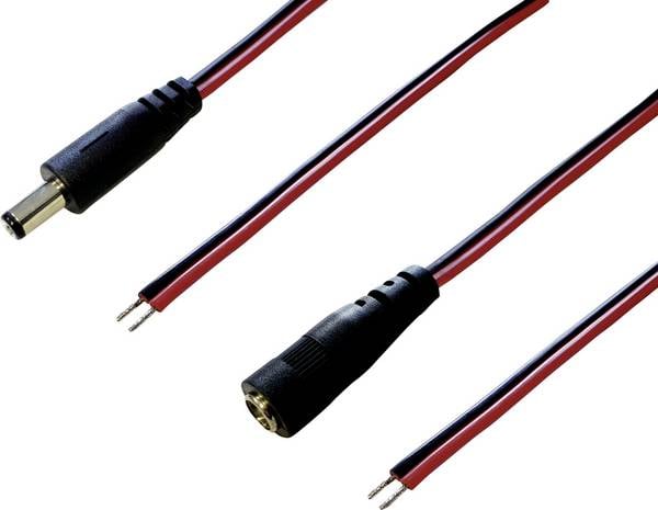 BKL Electronic 075217 Niedervolt-Anschlusskabel Niedervolt-Buchse, Niedervolt-Stecker - offene Kabelenden 5.50 mm 2.10 mm 2.10 mm 2.00 m 1 Set