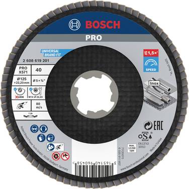 Bosch Accessories 2608619201 Fächerschleifscheibe Durchmesser 125 mm Körnung (num)=40 1 St.
