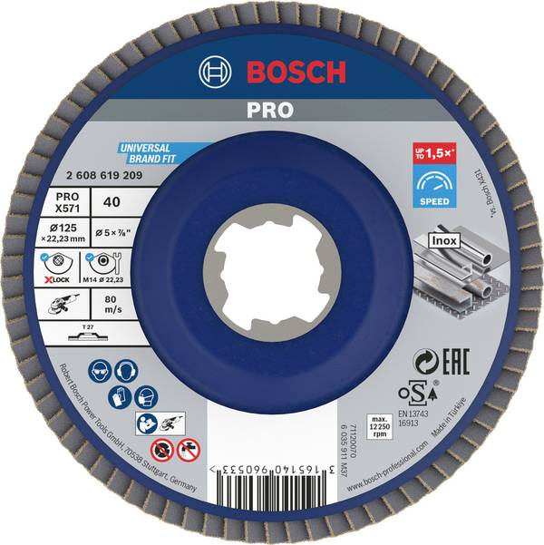 Bosch Accessories 2608619209 Fächerschleifscheibe Durchmesser 125 mm Körnung (num)=40 1 St.