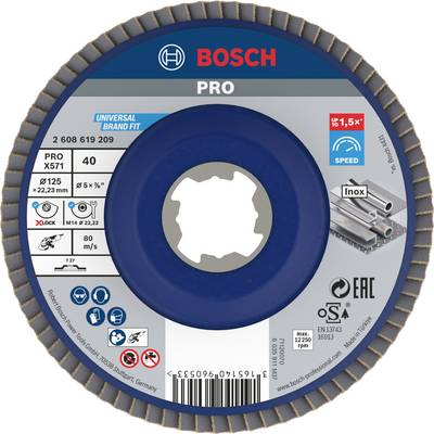 Trennscheibe von Bosch, 125 mm Durchmesser, geeignet für Edelstahl. Wichtig: Hohe Schnittgeschwindigkeit, X-LOCK kompatibel.