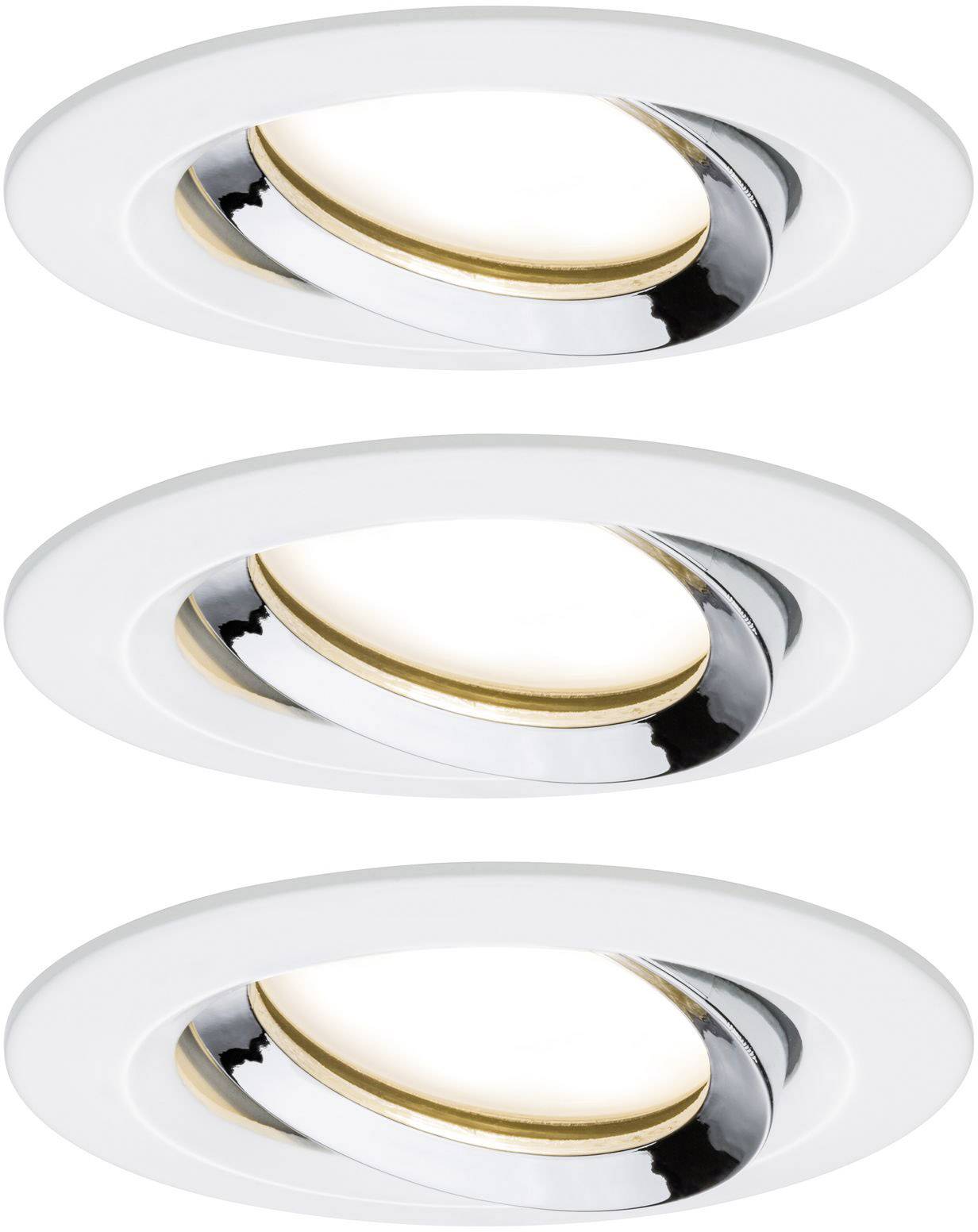 Paulmann Nova Plus Bad-Einbauleuchte 3er Set LED LED 18 W IP65 Weiß (matt), Chrom