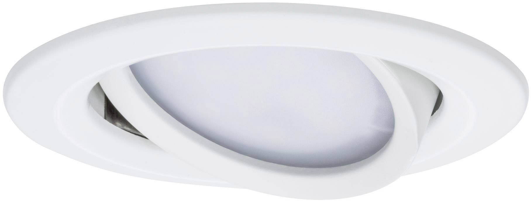 Verstellbare, runde Einbauleuchte mit weißem Rahmen und schwenkbarem Lichtaustritt, geeignet zur flexiblen Innenraumbeleuchtung.