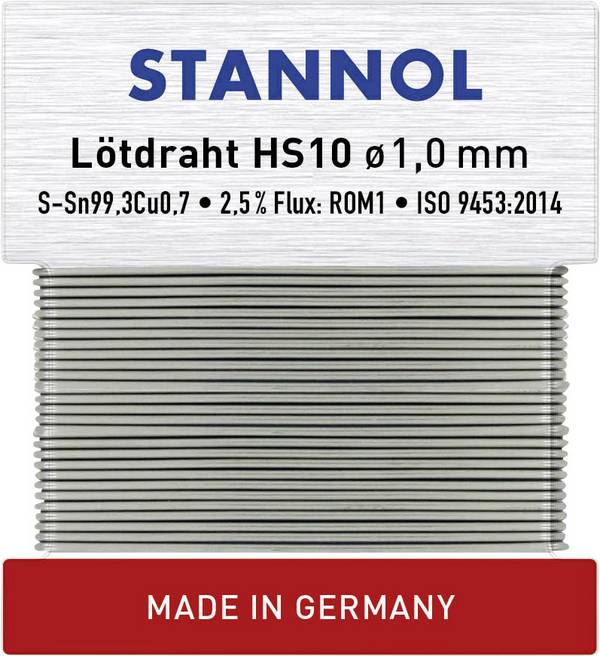 Stannol HS10 Lötzinn, bleifrei bleifrei Sn99,3Cu0,7 ROM1 30 g 1 mm