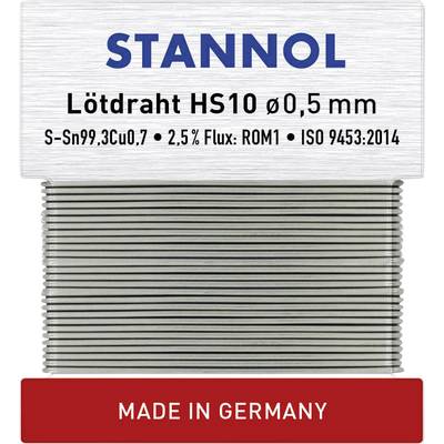 Stannol HS10 Lötzinn, bleifrei bleifrei Sn99,3Cu0,7 ROM1 10 g 0.5 mm