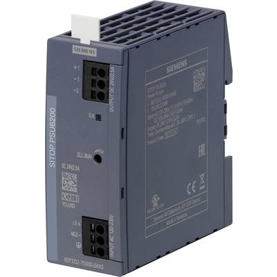 'Siemens SITOP PSU6200' Netzteil-Modul. DC 24V, 2.5A-Ausgang, LED-Anzeigen für Betriebsstatus. Graues, rechteckiges Gehäuse.