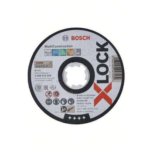 Bosch Accessories PRO X-LOCK Trennscheibe 115x1x22,23mm Rap.Multi gerade ACS 60 V BF 2608619268 Trennscheibe gerade 115 ...