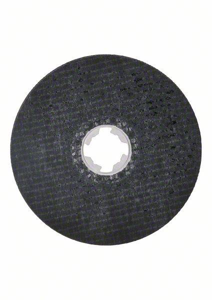 Eine schwarze Schleifscheibe mit gezahnter Innenbohrung, verwendet zum Trennen oder Schleifen von Materialien in handgeführten Werkzeugen.