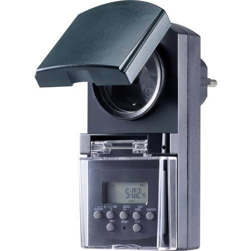 Basetech BT-2106308 Steckdosen-Zeitschaltuhr digital Wochenprogramm 1800 W IP44 Countdown-Funktion, Zufallsfunktion