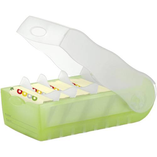 HAN CROCO 997-603 Karteikasten Grün, Transluzent max. Anzahl der Karten: 900 Karten DIN A7 quer inkl. 100 linierten Kart...