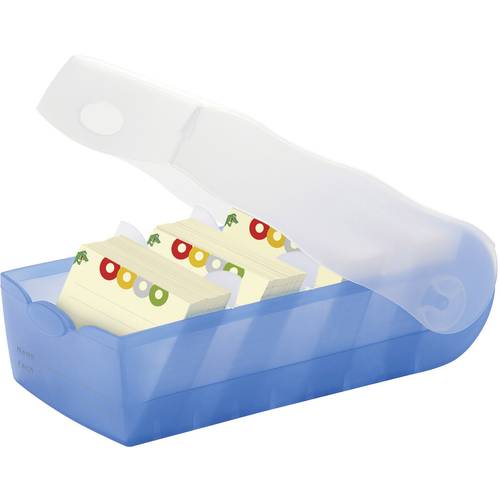 HAN CROCO 997-643 Karteikasten Blau, Transluzent max. Anzahl der Karten: 900 Karten DIN A7 quer inkl. 100 linierten Kart...