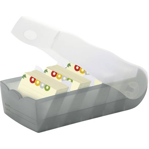 HAN CROCO 997-693 Karteikasten Grau, Transluzent max. Anzahl der Karten: 900 Karten DIN A7 quer inkl. 100 linierten Kart...