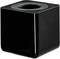 Ein würfelförmiger, schwarzer Lautsprecher mit abgerundeten Kanten und einer Öffnung oben, vermutlich tragbar oder für den Schreibtisch.