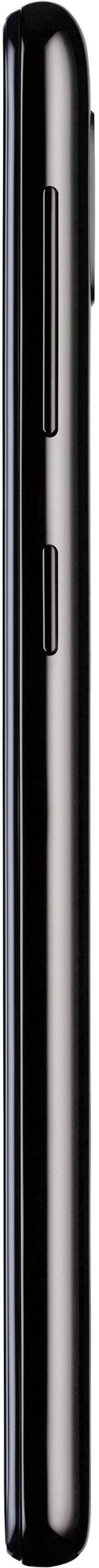 Seitenansicht eines modernen Smartphones mit schwarzem glänzendem Gehäuse und seitlichen Tasten.