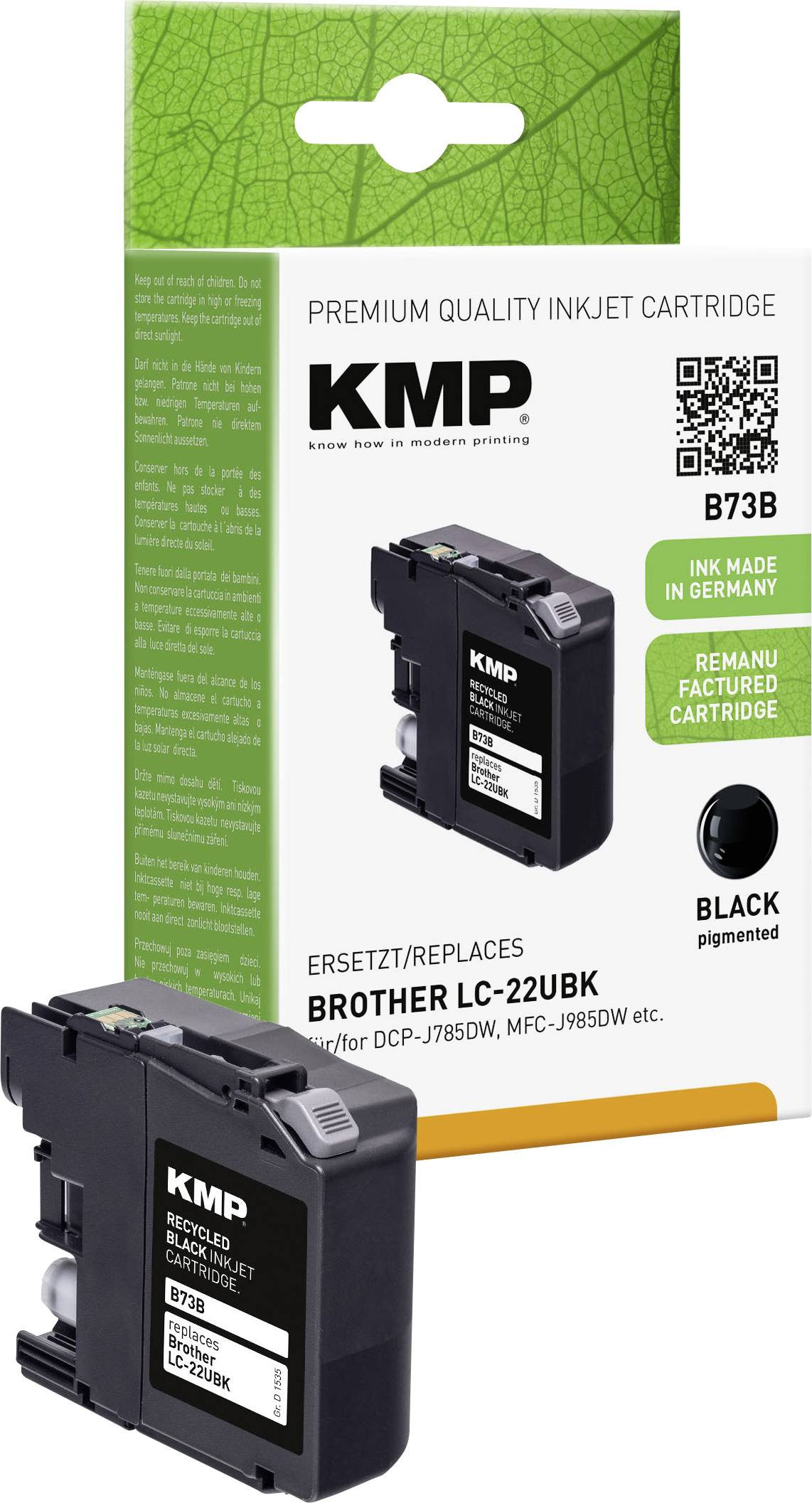 KMP Tintenpatrone ersetzt Brother LC22UBK