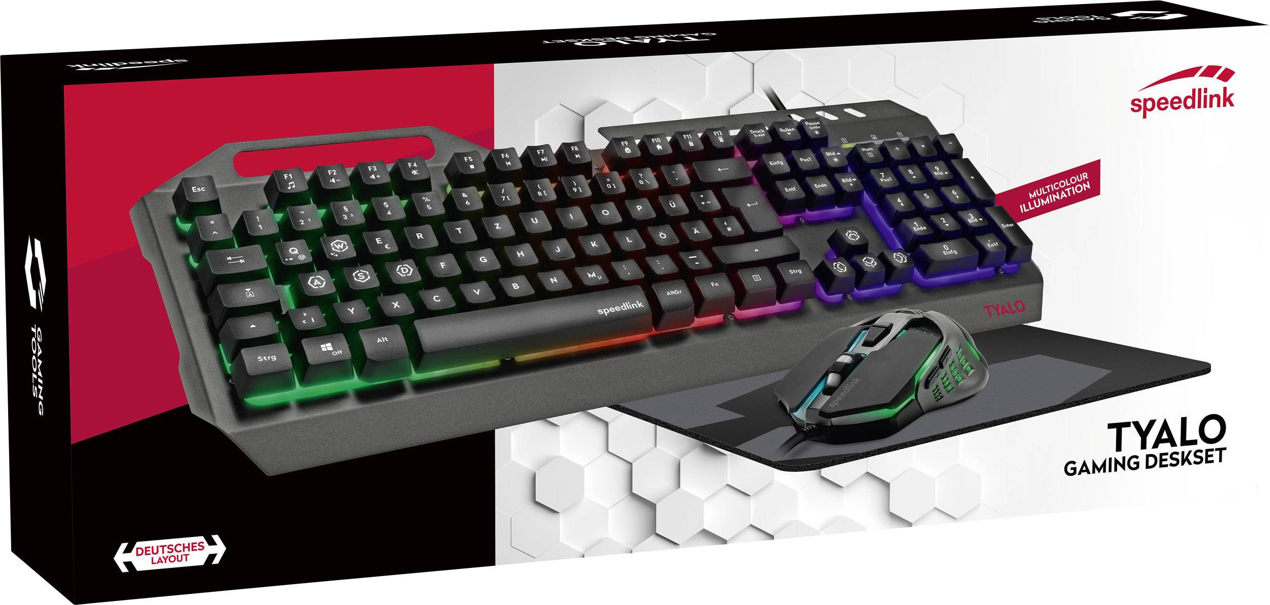 SpeedLink Tyalo USB Gaming-Tastatur, Maus-Set Beleuchtet Deutsch, QWERTZ Schwarz-1