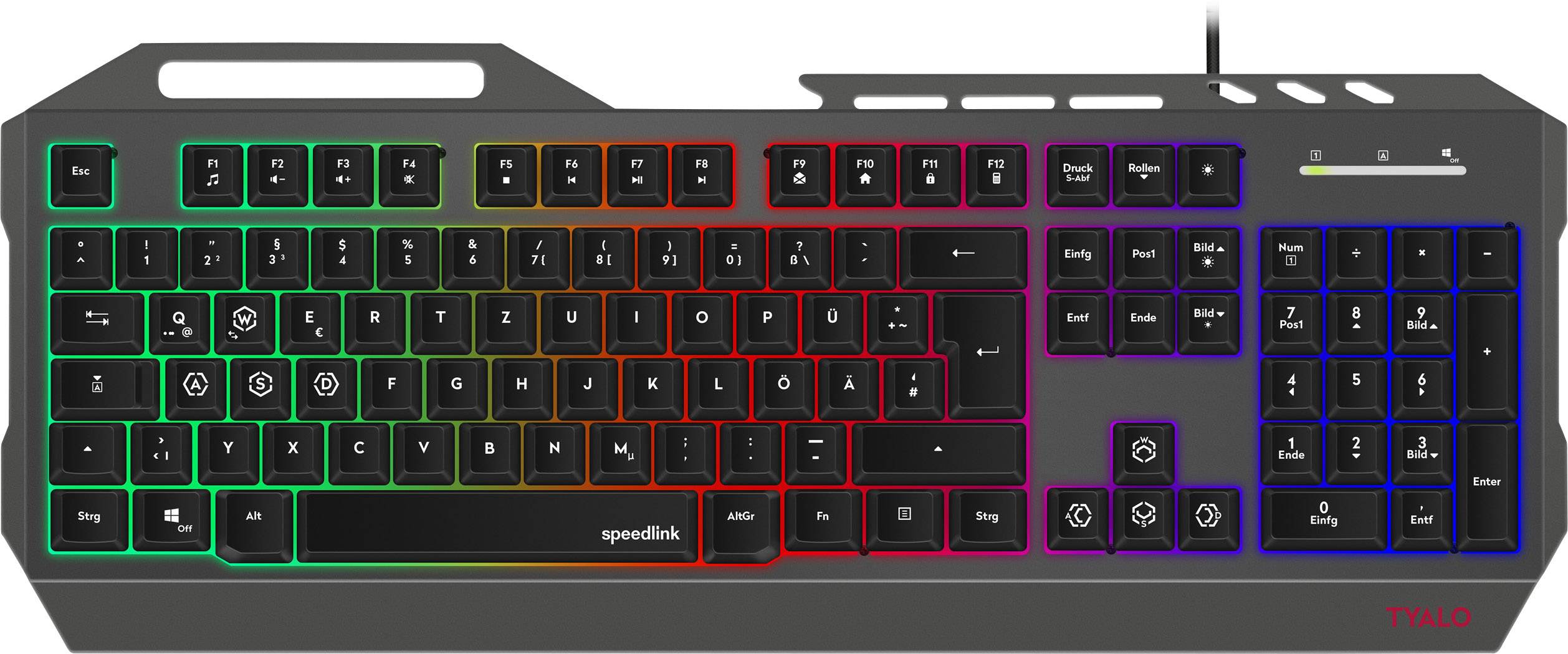 SpeedLink Tyalo USB Gaming-Tastatur, Maus-Set Beleuchtet Deutsch, QWERTZ Schwarz-3