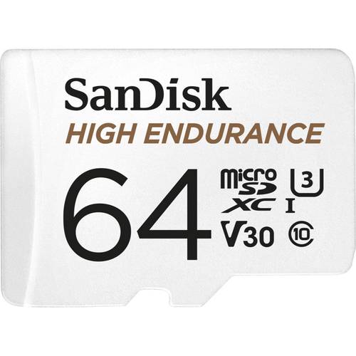 SanDisk High Endurance Monitoring miniSDXC-Karte 64 GB Class 10, UHS-I, UHS-Class 3, v30 Video Speed Class inkl. SD-Adap...