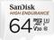 Eine SanDisk High Endurance microSD-Karte mit 64 GB, geeignet für Videoüberwachung, Dashcams und intensive Nutzung.