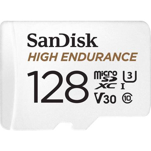 Thumbnail - SanDisk High Endurance Monitoring microSDXC-Karte 128 GB Class 10, UHS-I, UHS-Class 3, v30 Video Speed Class inkl. SD-Ad...