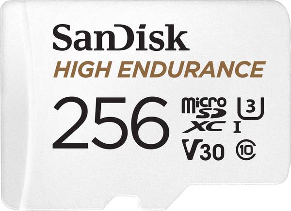 SanDisk High Endurance Monitoring microSDXC-Karte  256 GB Class 10, UHS-I, UHS-Class 3, v30 Video Speed Class inkl. SD-Adapter